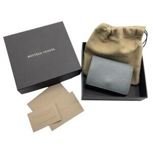 BOTTEGA VENETA Intrecciato Leather Gray Tri-fold Wallet W/B/D